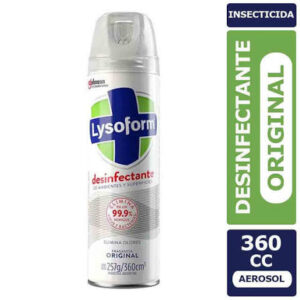 Envase aerosol de desinfectante Lysoform de 360 ml.